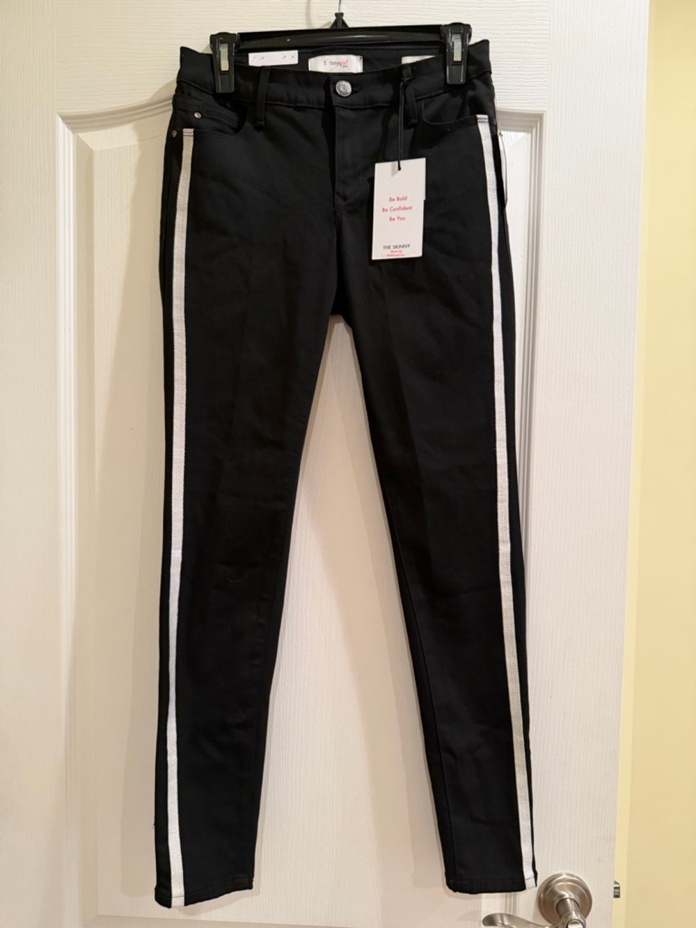 Skinnygirl Black Skinny Jeans with White Side Stripes